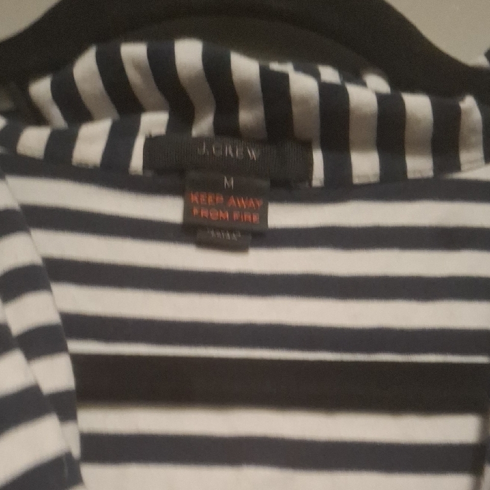 JC CREW Black and White Striped Button Down Shirt with V-Neck - Picture 4 of 4
